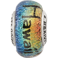 Sterling Silver Reflections Hawaii Orange Dichroic Glass Bead view 3
