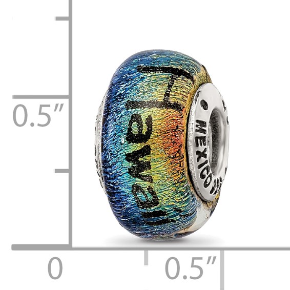 Sterling Silver Reflections Hawaii Orange Dichroic Glass Bead