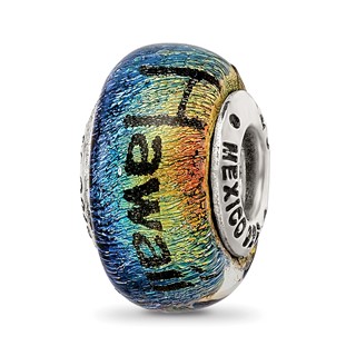 Sterling Silver Reflections Hawaii Orange Dichroic Glass Bead