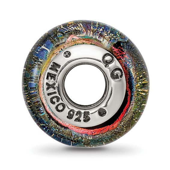 Sterling Silver Reflections St Maarten Orange Dichroic Glass Bead