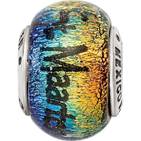 Sterling Silver Reflections St Maarten Orange Dichroic Glass Bead view 3