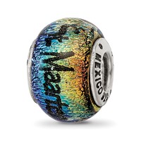 Sterling Silver Reflections St Maarten Orange Dichroic Glass Bead view 1