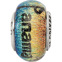 Sterling Silver Reflections Panama City Orange Dichroic Glass Bead view 3