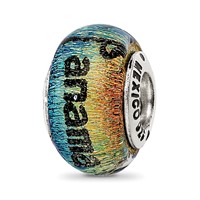 Sterling Silver Reflections Panama City Orange Dichroic Glass Bead view 1
