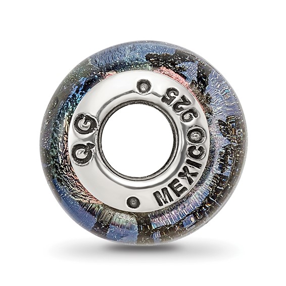 Sterling Silver Reflections St Thomas Orange Dichroic Glass Bead