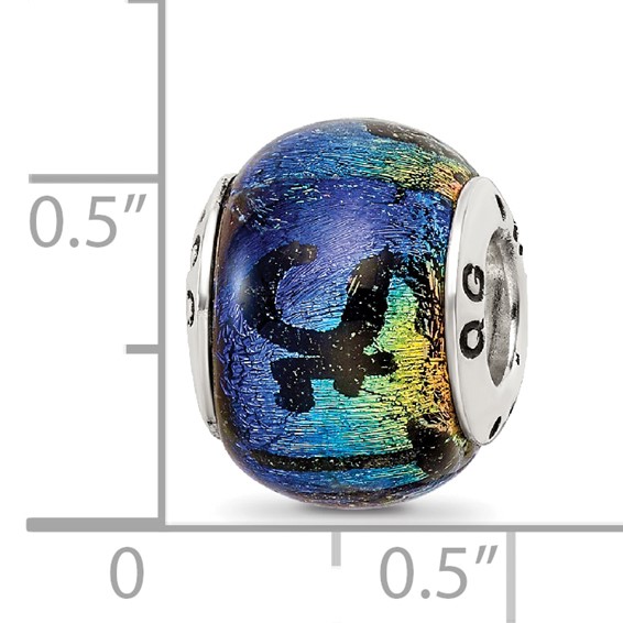 Sterling Silver Reflections St Thomas Orange Dichroic Glass Bead