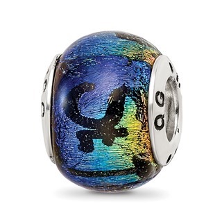 Sterling Silver Reflections St Thomas Orange Dichroic Glass Bead