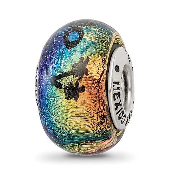 Sterling Silver Reflections Cabo Dichroic Glass Bead
