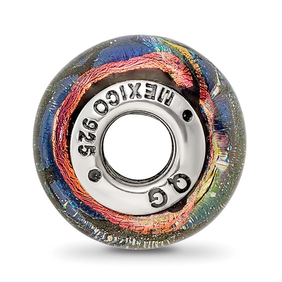 Sterling Silver Reflections Aruba Orange Dichroic Glass Bead