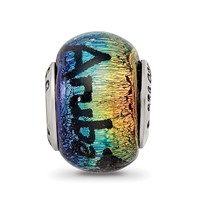 Sterling Silver Reflections Aruba Orange Dichroic Glass Bead view 4