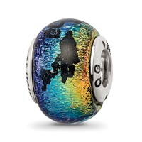Sterling Silver Reflections Aruba Orange Dichroic Glass Bead view 5