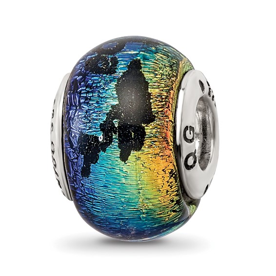 Sterling Silver Reflections Aruba Orange Dichroic Glass Bead