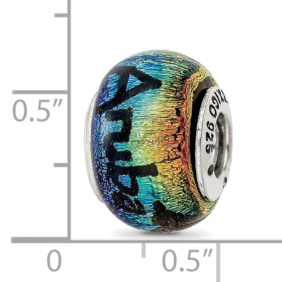 Sterling Silver Reflections Aruba Orange Dichroic Glass Bead