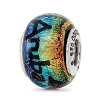 Sterling Silver Reflections Aruba Orange Dichroic Glass Bead view 1