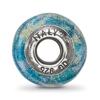 Sterling Silver Reflection Blue with Glitter Overlay Italian Bead view 2