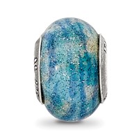 Sterling Silver Reflection Blue with Glitter Overlay Italian Bead view 5
