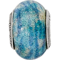 Sterling Silver Reflection Blue with Glitter Overlay Italian Bead view 3