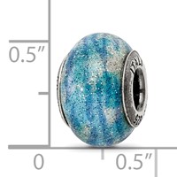 Sterling Silver Reflection Blue with Glitter Overlay Italian Bead view 4
