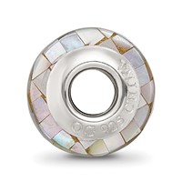 Sterling Silver Reflections Grey Mother of Pearl Mosaic Bead view 2