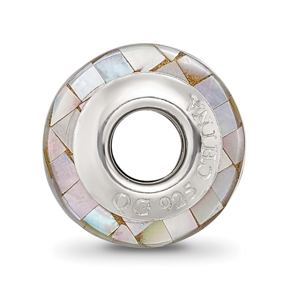 Sterling Silver Reflections Grey Mother of Pearl Mosaic Bead