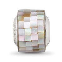 Sterling Silver Reflections Grey Mother of Pearl Mosaic Bead view 5