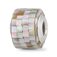 Sterling Silver Reflections Grey Mother of Pearl Mosaic Bead view 1