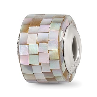 Sterling Silver Reflections Grey Mother of Pearl Mosaic Bead