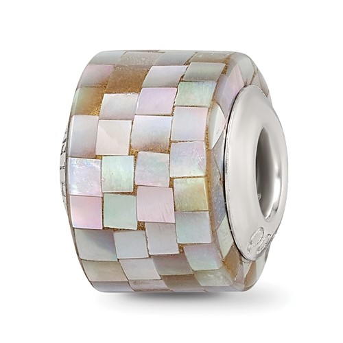 Sterling Silver Reflections Grey Mother of Pearl Mosaic Bead