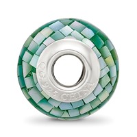 Sterling Silver Reflections Green Mother of Pearl Mosaic Bead view 2