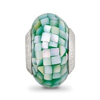 Sterling Silver Reflections Green Mother of Pearl Mosaic Bead view 5