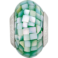 Sterling Silver Reflections Green Mother of Pearl Mosaic Bead view 3