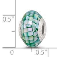 Sterling Silver Reflections Green Mother of Pearl Mosaic Bead view 4