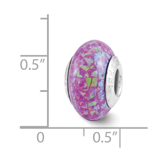 Sterling Silver Reflections Purple Synthetic Opal Mosaic Bead