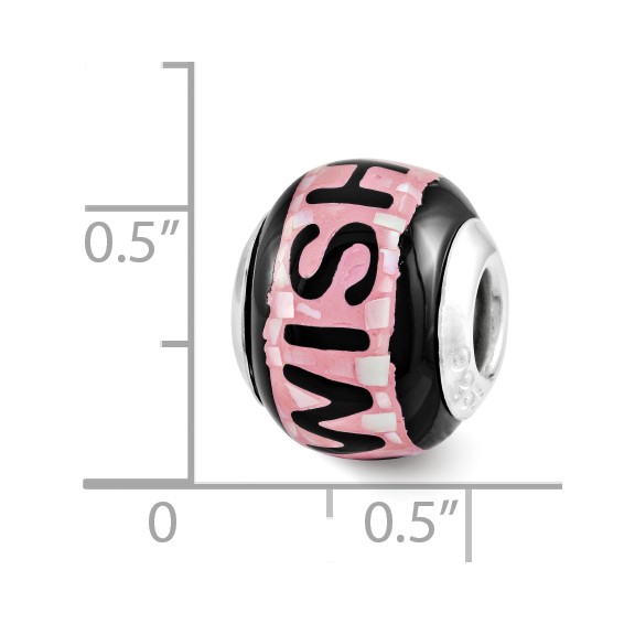 Sterling Silver Reflections Pink/Black MOP Wish Mosaic Bead