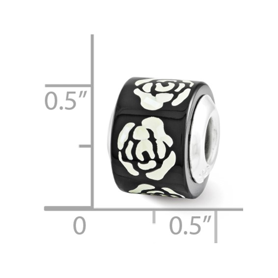 Sterling Silver Reflections Black/White Mother of Pearl Mosaic Bead