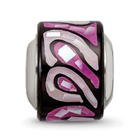 Sterling Silver Reflections Light Dark Purple Mop Mosaic Bead view 5