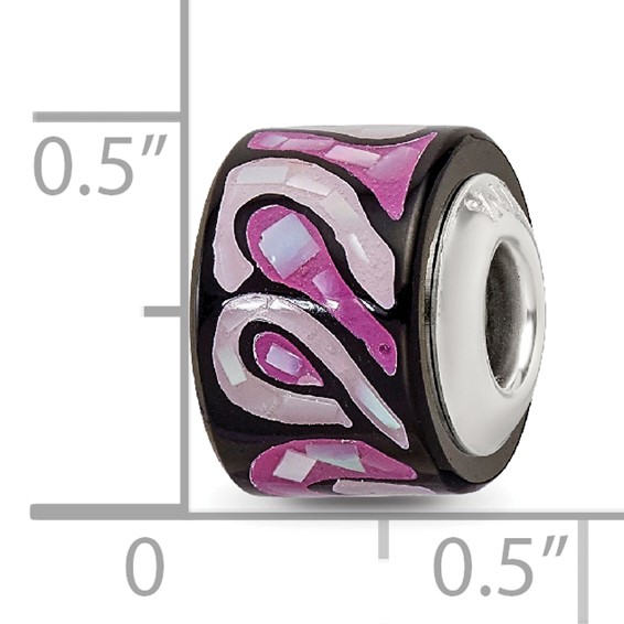 Sterling Silver Reflections Light/Dark Purple MOP Mosaic Bead