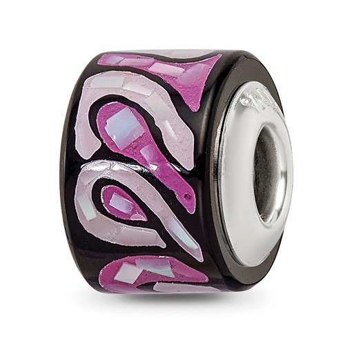 Sterling Silver Reflections Light Dark Purple Mop Mosaic Bead