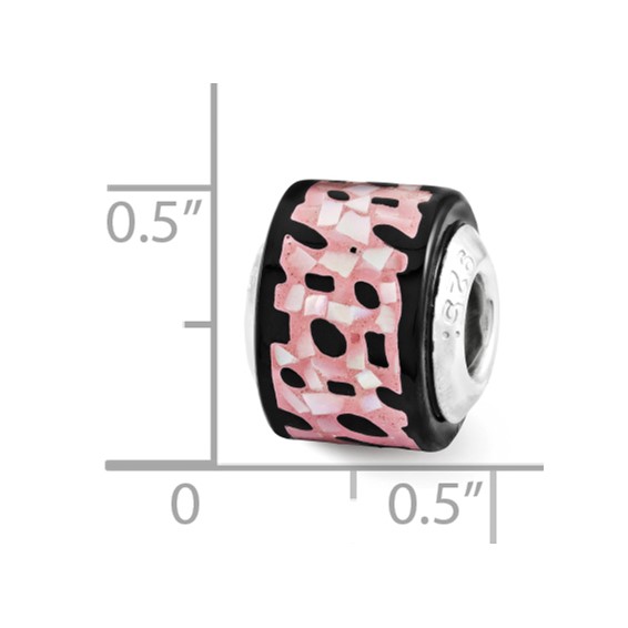 Sterling Silver Reflections Black/Pink Mother of Pearl Mosaic Bead