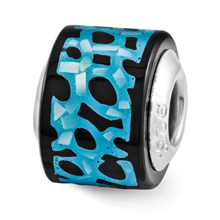Sterling Silver Reflections Blue/Black Mother of Pearl Mosaic Bead