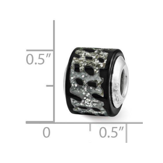 Sterling Silver Reflections Black/Silver Glitter Bead