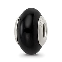 Sterling Silver Reflections Black Glass Bead view 1
