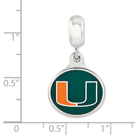 Sterling Silver University of Miami Collegiate Enameled Dangle Bead