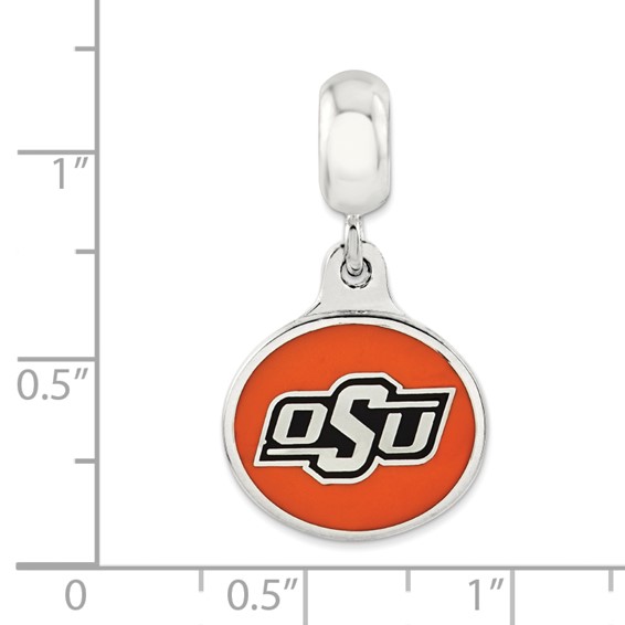 Sterling Silver Oklahoma State Univ. Collegiate Enameled Dangle Bead