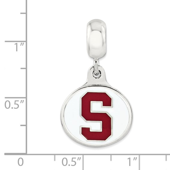 Sterling Silver Stanford University Collegiate Enameled Dangle Bead