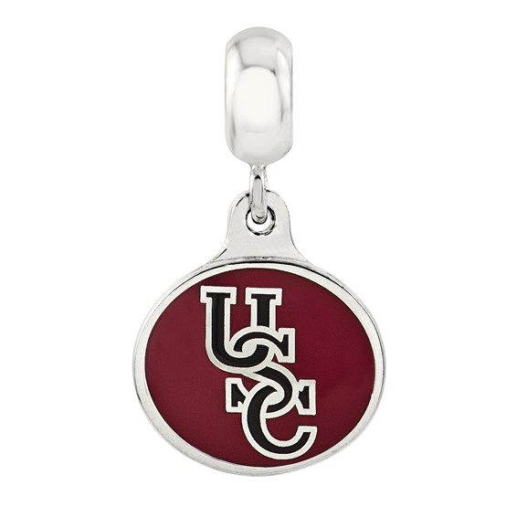 Sterling Silver Univ. South Carolina Collegiate Enameled Dangle Bead