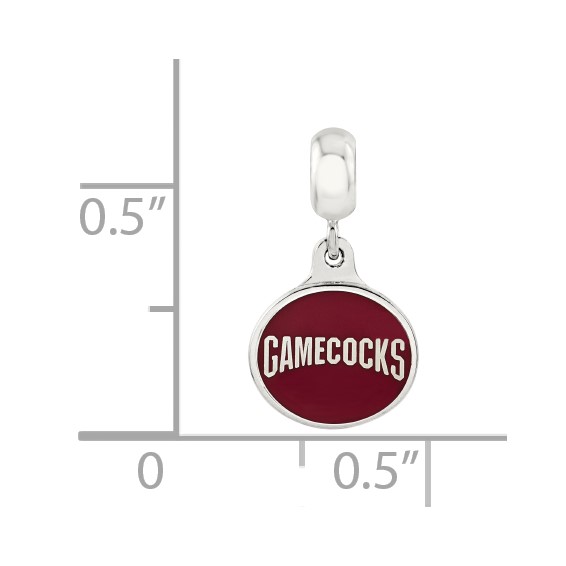 Sterling Silver Univ. South Carolina Collegiate Enameled Dangle Bead