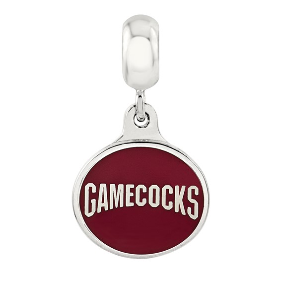 Sterling Silver Univ. South Carolina Collegiate Enameled Dangle Bead