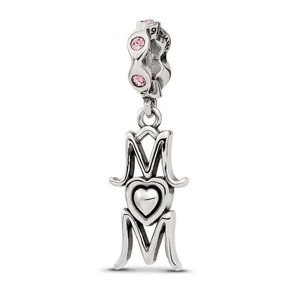 Sterling Silver Reflections Crystals MOM Dangle Bead