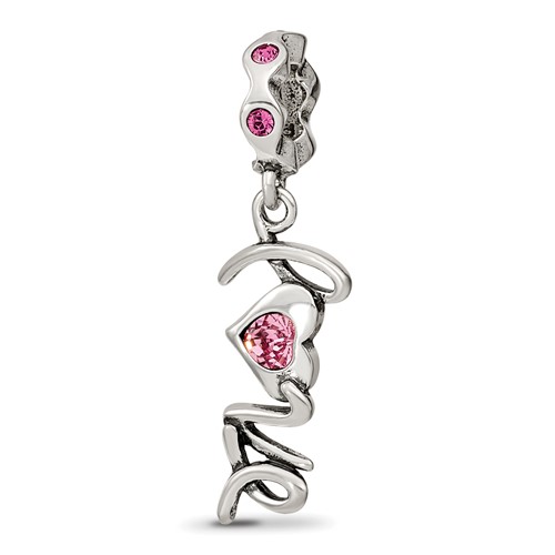 Sterling Silver Reflections Crystals Love Dangle Bead